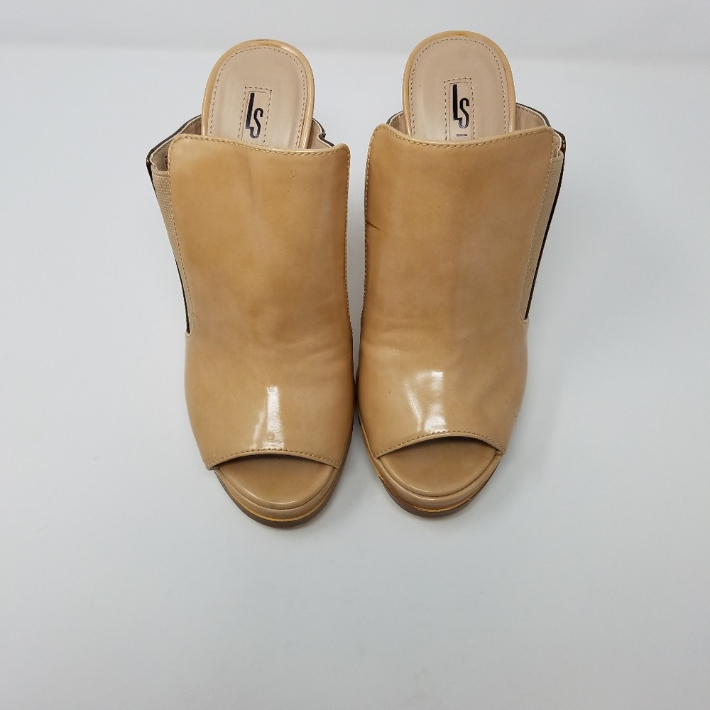 Tan Open-Toe Mule Heels - Tan
